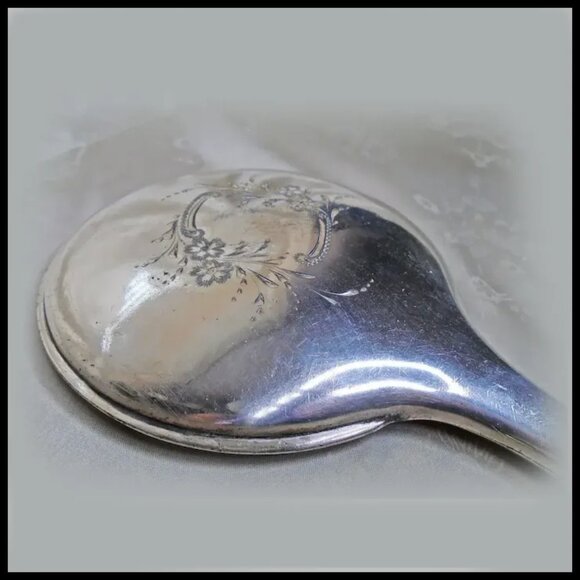 Antique Art Nouveau Hand Mirror, Warranted Quadruple Plated Silver - Picture 3 of 15